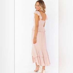 Show Me Your Mumu Reese Ruffle Dress Beige Chiffon NEW size XL